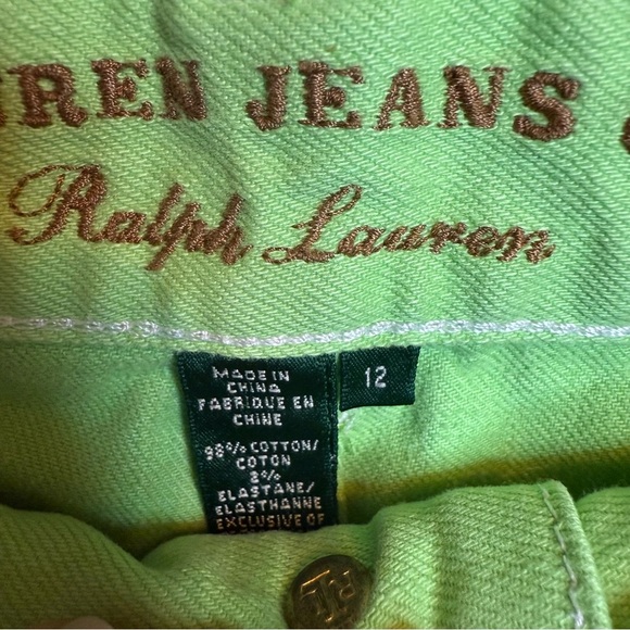 Lauren Ralph Lauren | Lime Green High Rise Straight Leg Stretch Jeans | Sz 12 - Picture 4 of 6